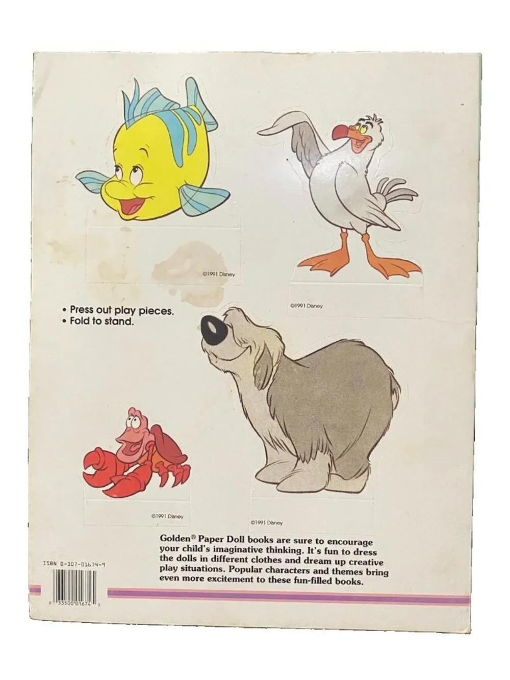 Walt Disney's The Little Mermaid Paper Doll NEW/UNPUNCHED 1991 Golden Vintage